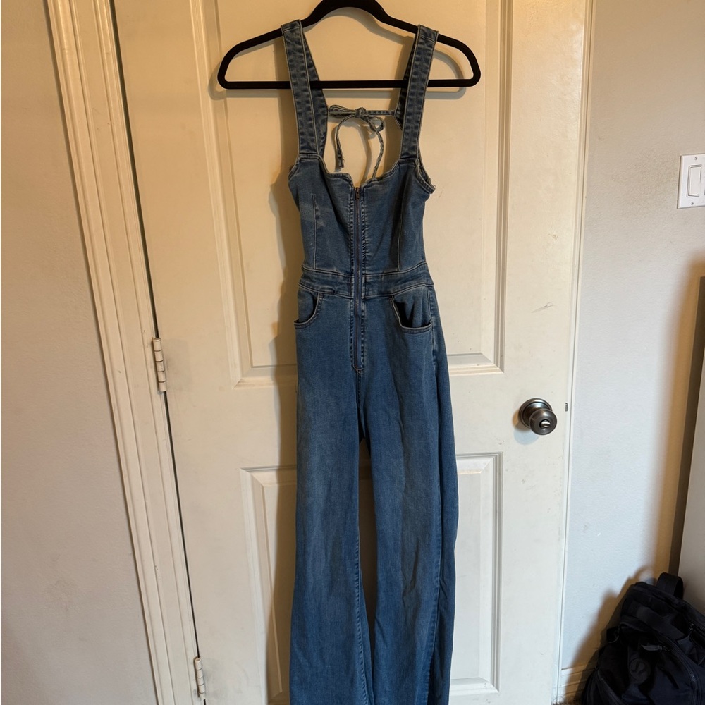 Free people Denim Jumpsuit with Tie Back